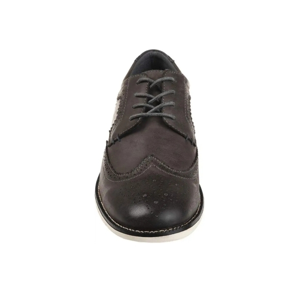 Vance Co. Drake Leather Wingtip Oxford in Dark Grey/Black - Picture 4 of 15